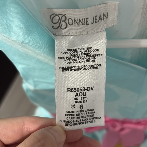 Bonnie Jean Floral Kids Dress with Pink Ribbon girls size 6 - Picture 3 of 4